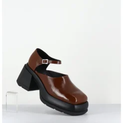 Outlet E8 BY MIISTA Babies à plateforme cuir naplak - CORAL BROWN COURT MARRON