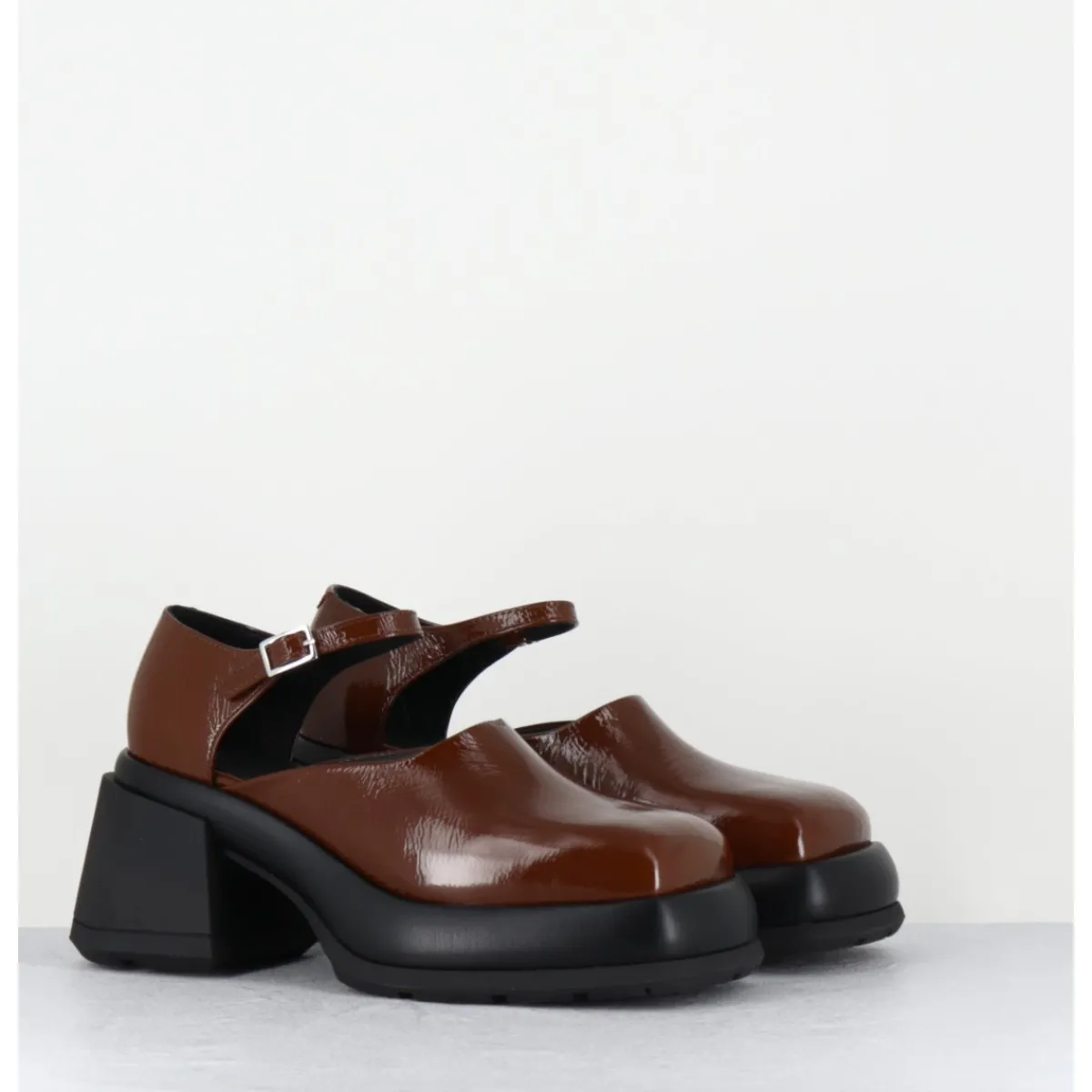 Outlet E8 BY MIISTA Babies à plateforme cuir naplak - CORAL BROWN COURT MARRON