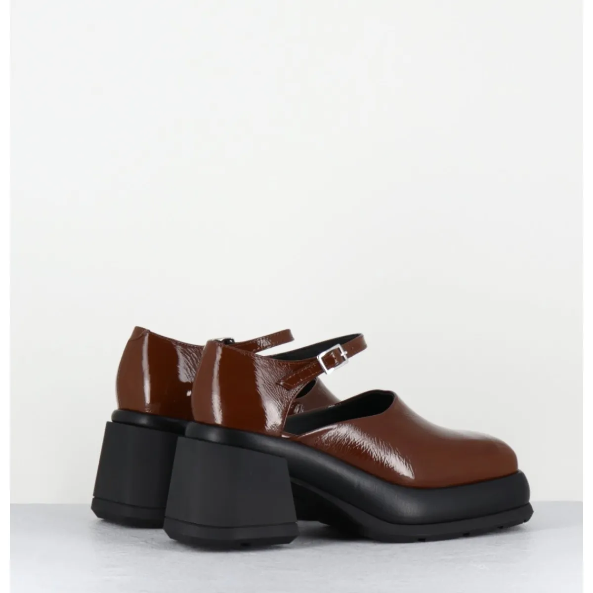 Outlet E8 BY MIISTA Babies à plateforme cuir naplak - CORAL BROWN COURT MARRON