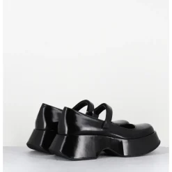 Hot VIC MATIE Babies à plateforme en cuir vernis imprimé damier blanc - 1F2416D LATTEX BLACK NOIR