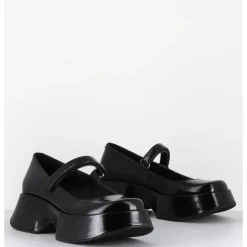 Hot VIC MATIE Babies à plateforme en cuir vernis imprimé damier blanc - 1F2416D LATTEX BLACK NOIR