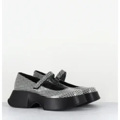 Discount VIC MATIE Babies à plateforme en cuir glacé noir - 1F2418D SCACCO BLACK NOIR&BLANC