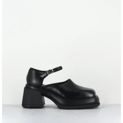 New E8 BY MIISTA Babies à plateforme en cuir - CORAL BLACK COURT NOIR