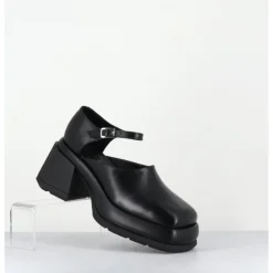 New E8 BY MIISTA Babies à plateforme en cuir - CORAL BLACK COURT NOIR