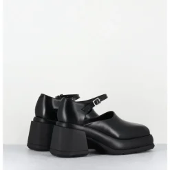 New E8 BY MIISTA Babies à plateforme en cuir - CORAL BLACK COURT NOIR