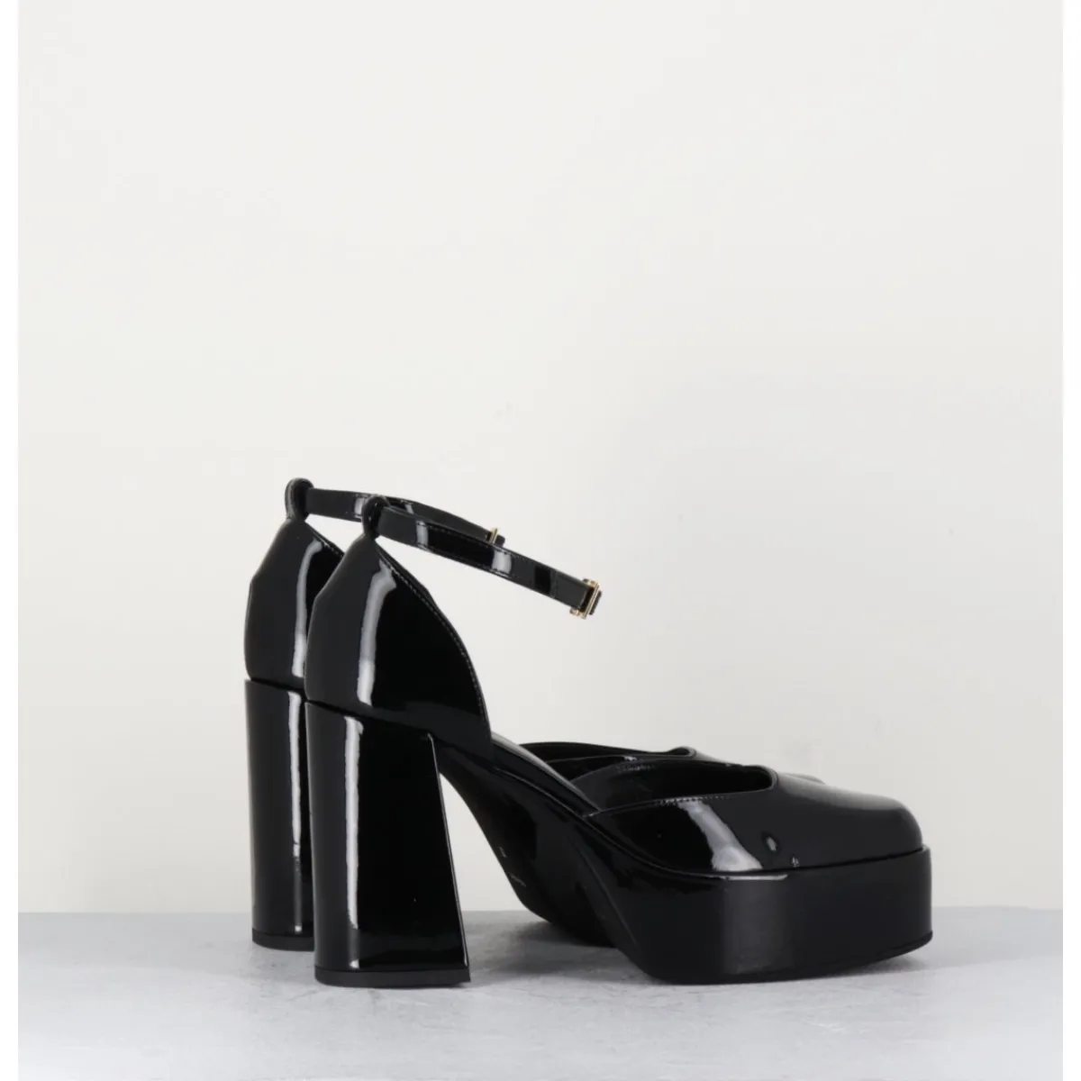 Best GARRICE LAB Babies à plateforme en cuir vernis - SQUARE NERO NOIR