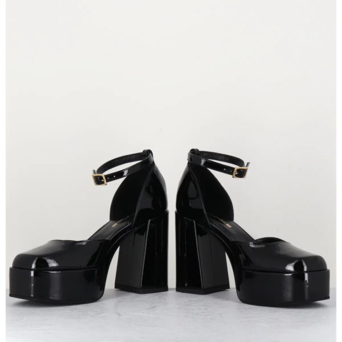 Best GARRICE LAB Babies à plateforme en cuir vernis - SQUARE NERO NOIR