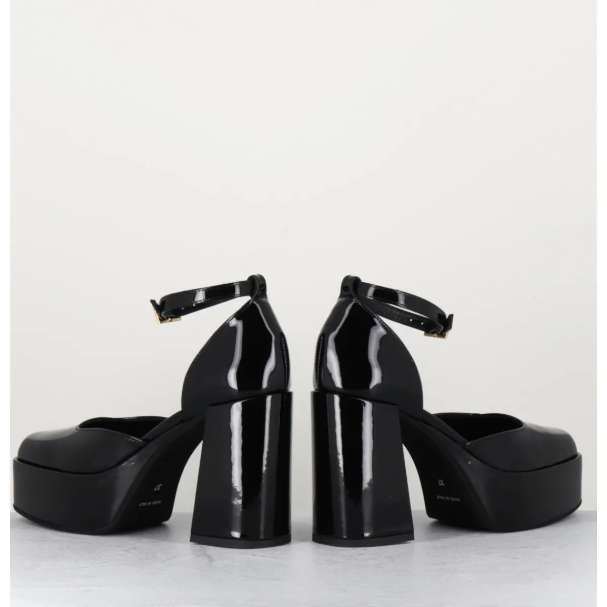 Best GARRICE LAB Babies à plateforme en cuir vernis - SQUARE NERO NOIR