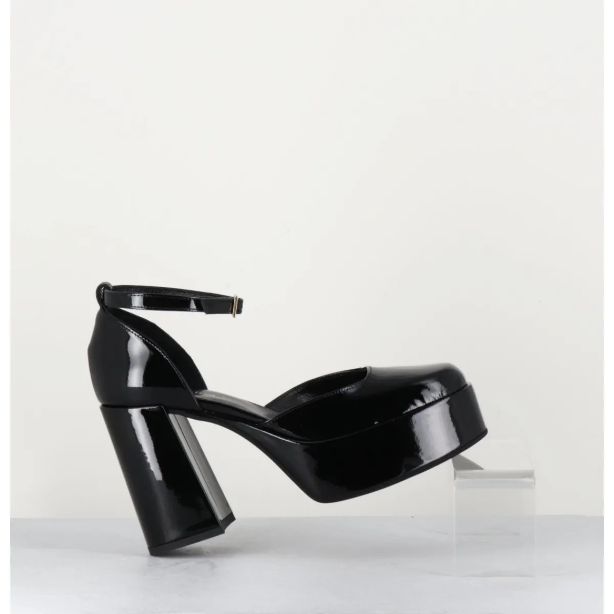 Best GARRICE LAB Babies à plateforme en cuir vernis - SQUARE NERO NOIR