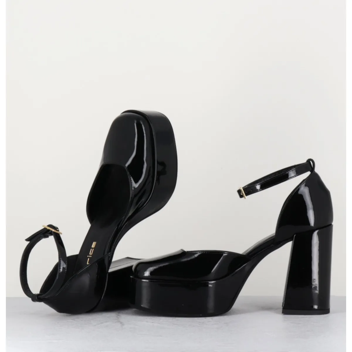 Best GARRICE LAB Babies à plateforme en cuir vernis - SQUARE NERO NOIR