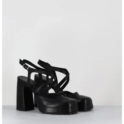 GARRICE LAB Babies à plateforme en cuir - VATI1 FULAR NERO NOIR