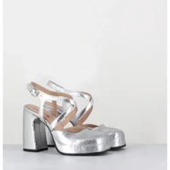 New GARRICE LAB Babies à plateforme en cuir craquelé - VATI2 CRAK O ARGENT