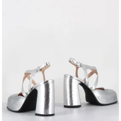 New GARRICE LAB Babies à plateforme en cuir craquelé - VATI2 CRAK O ARGENT