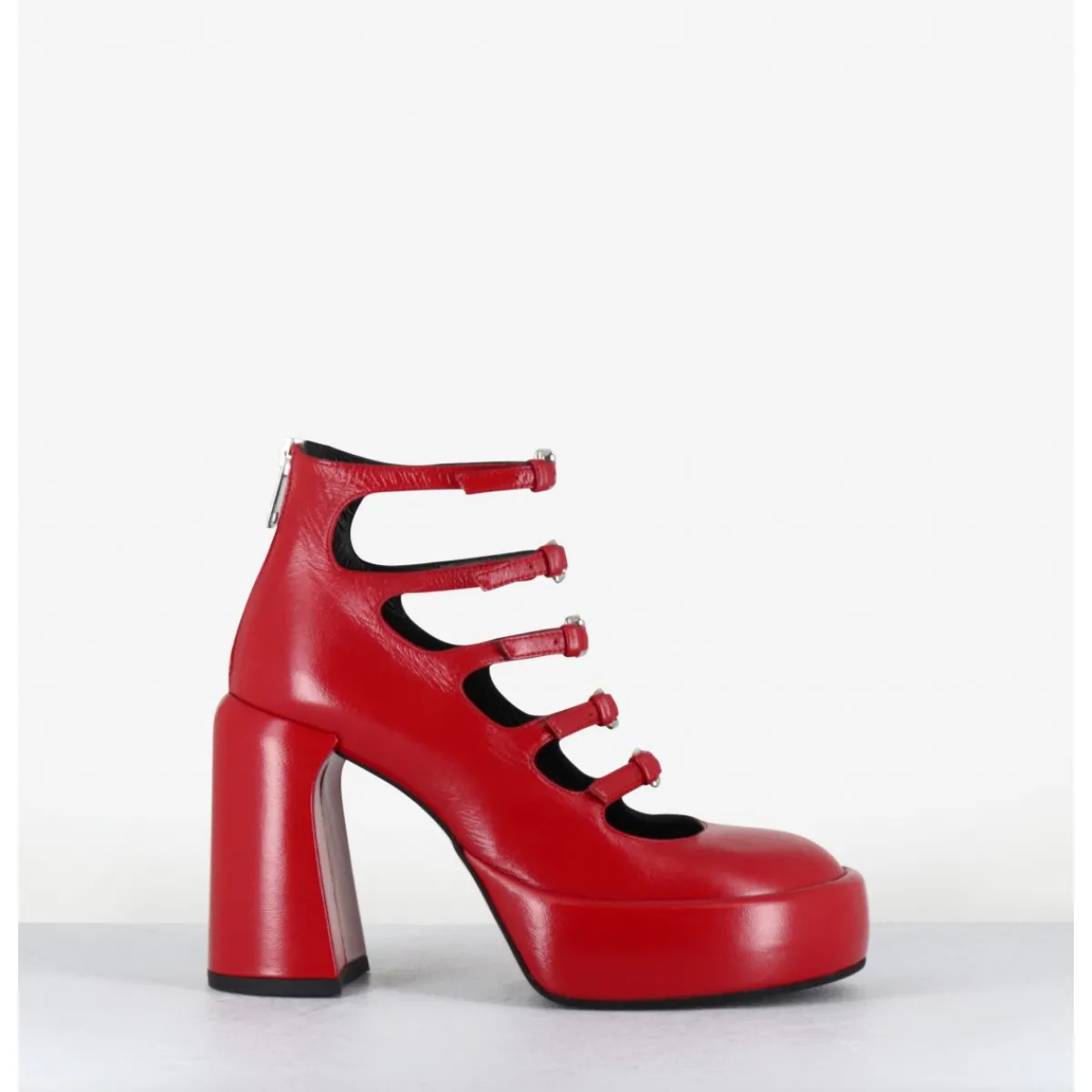 Outlet ELENA IACHI Babies à plateforme multi-brides en cuir - E3551 TIAGO BERRY ROUGE