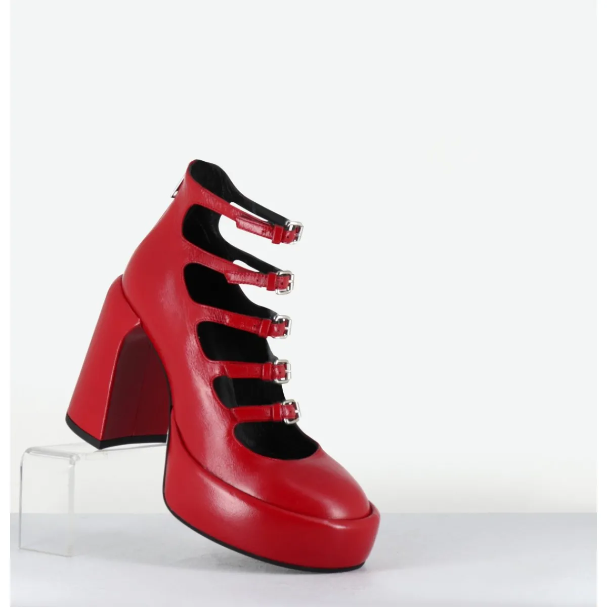 Outlet ELENA IACHI Babies à plateforme multi-brides en cuir - E3551 TIAGO BERRY ROUGE