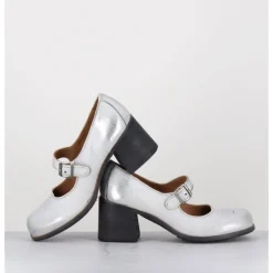 Outlet MOMA Babies à talon en cuir - 47403 VESUVIO O ARGENT