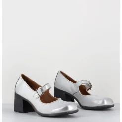 Outlet MOMA Babies à talon en cuir - 47403 VESUVIO O ARGENT