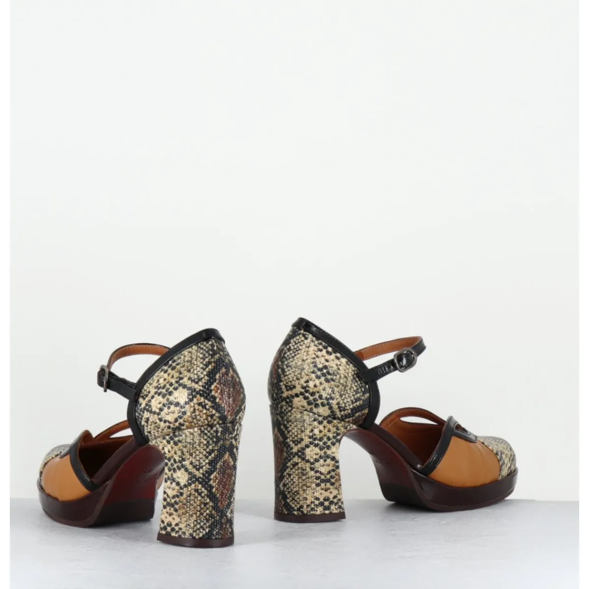 Hot CHIE MIHARA Babies à talon en cuir imprimé serpent - DEMOI ROCK TERRA