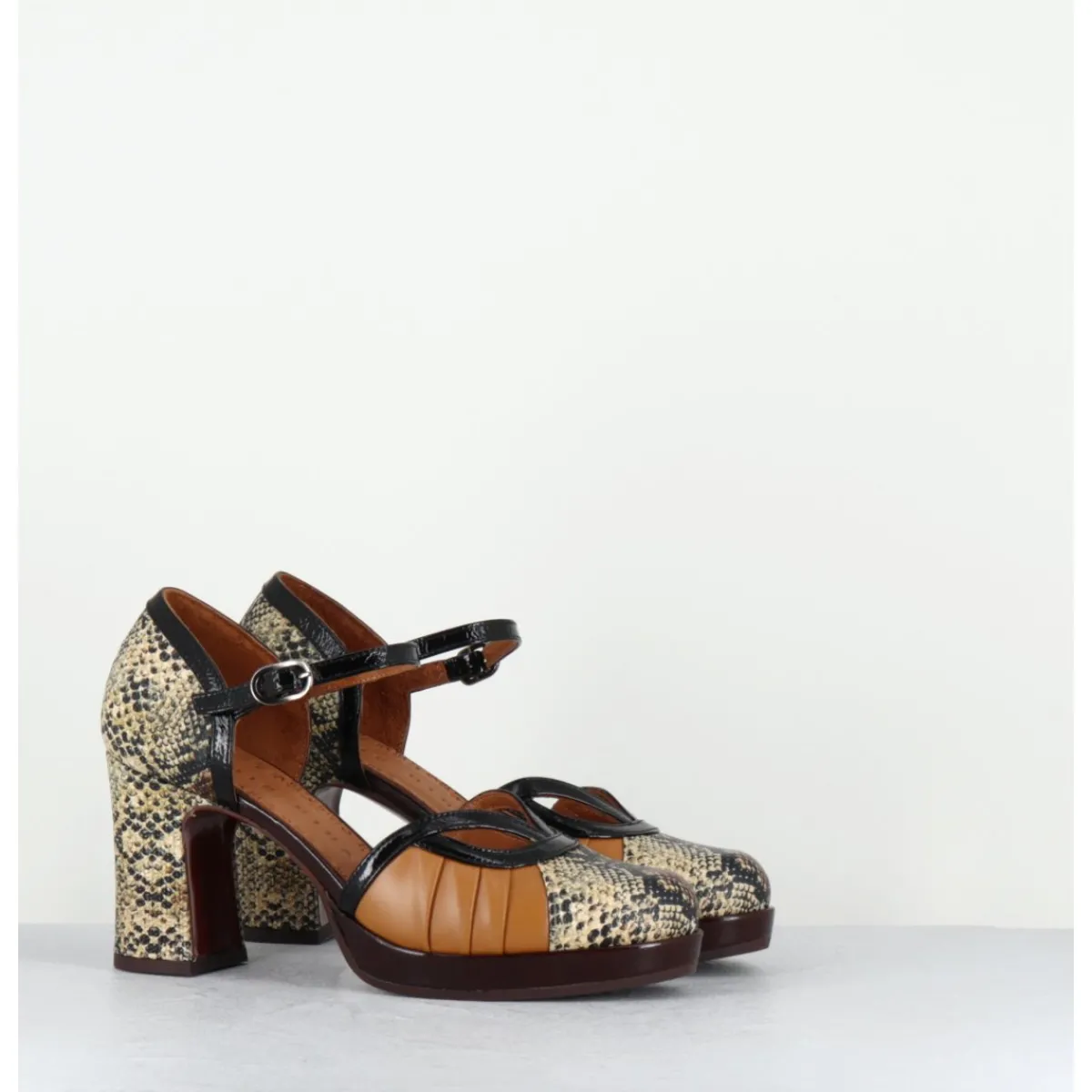 Hot CHIE MIHARA Babies à talon en cuir imprimé serpent - DEMOI ROCK TERRA