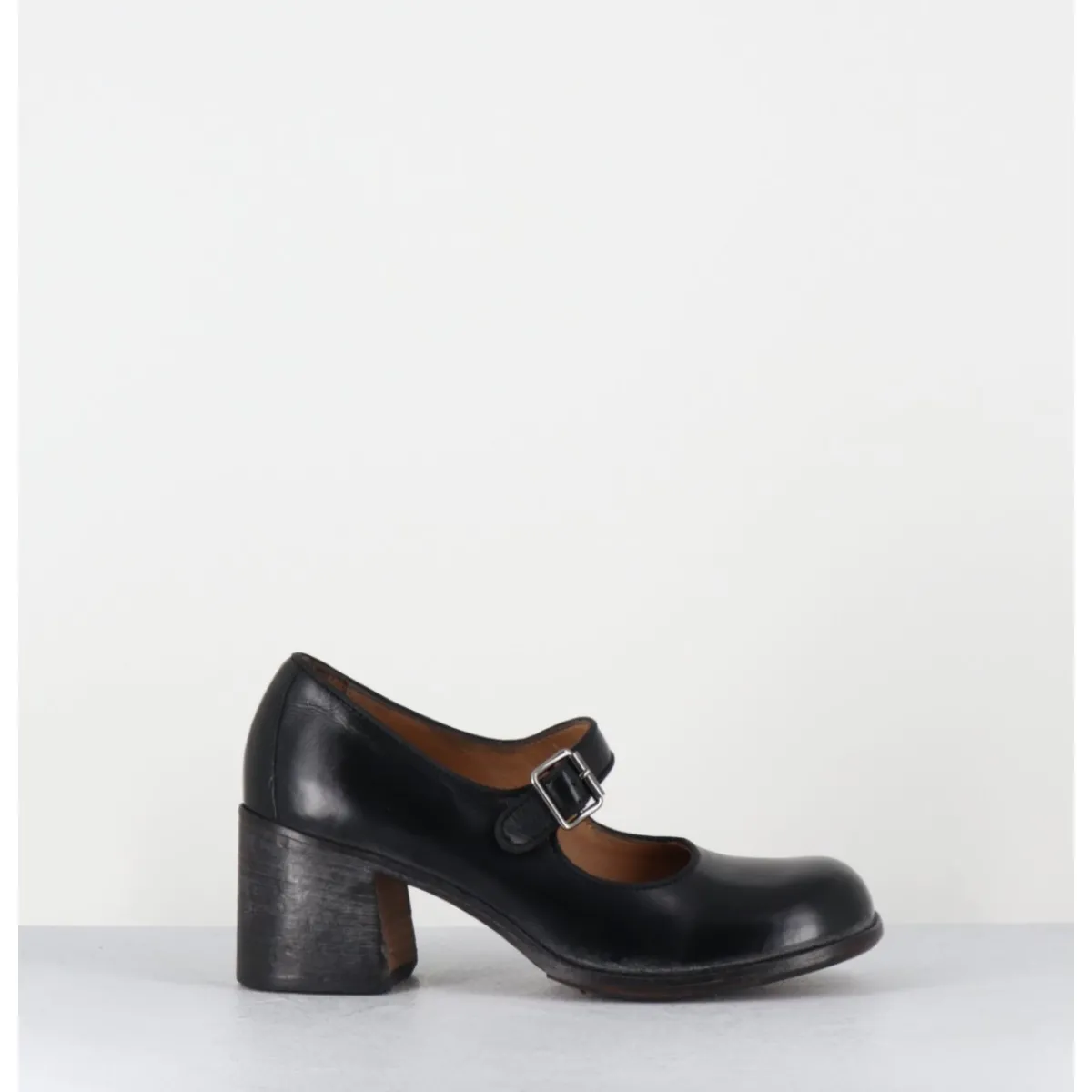 Hot MOMA Babies à talon en cuir - 47403 CRIS NERO NOIR