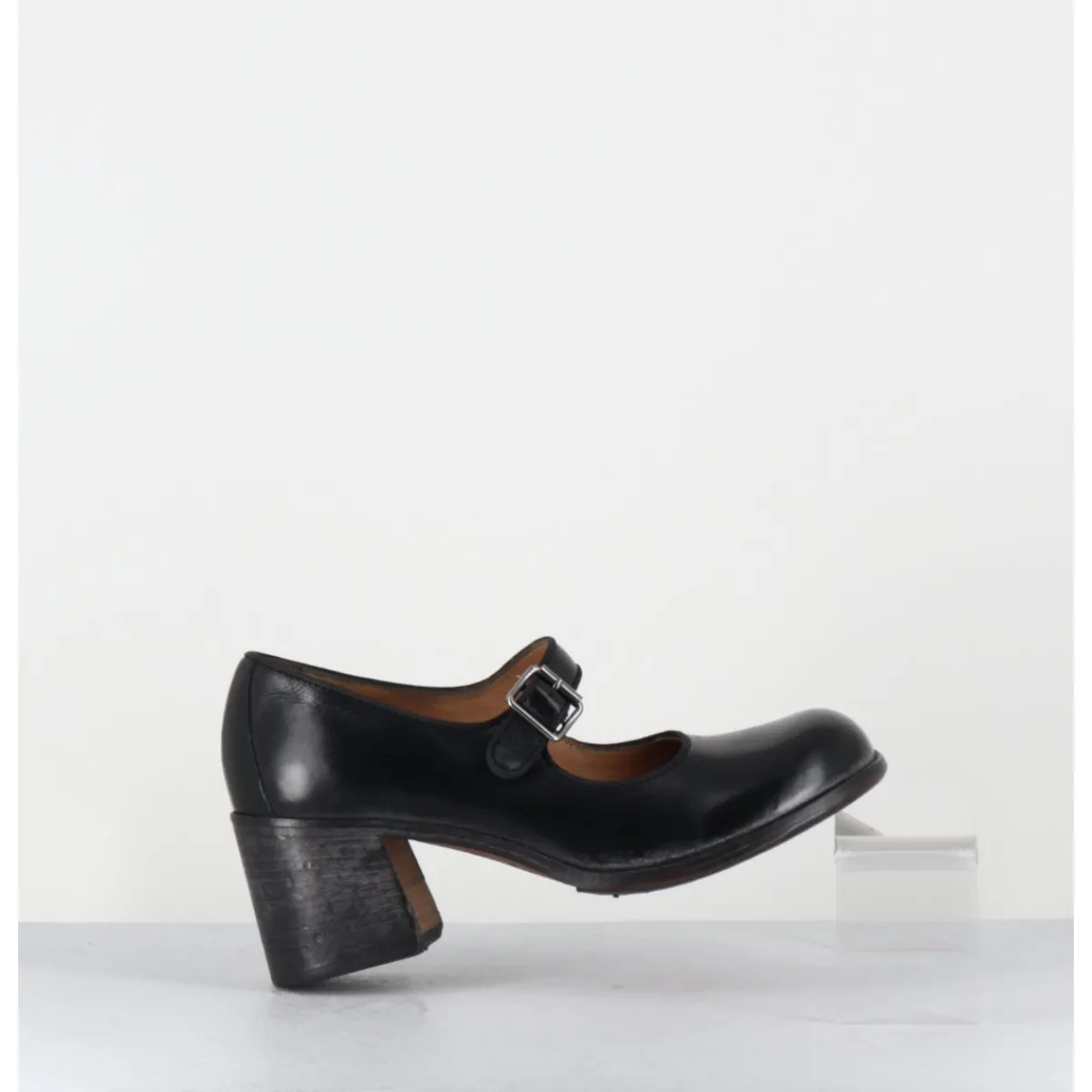 Hot MOMA Babies à talon en cuir - 47403 CRIS NERO NOIR