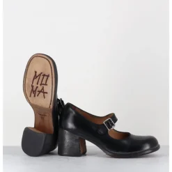 Hot MOMA Babies à talon en cuir - 47403 CRIS NERO NOIR