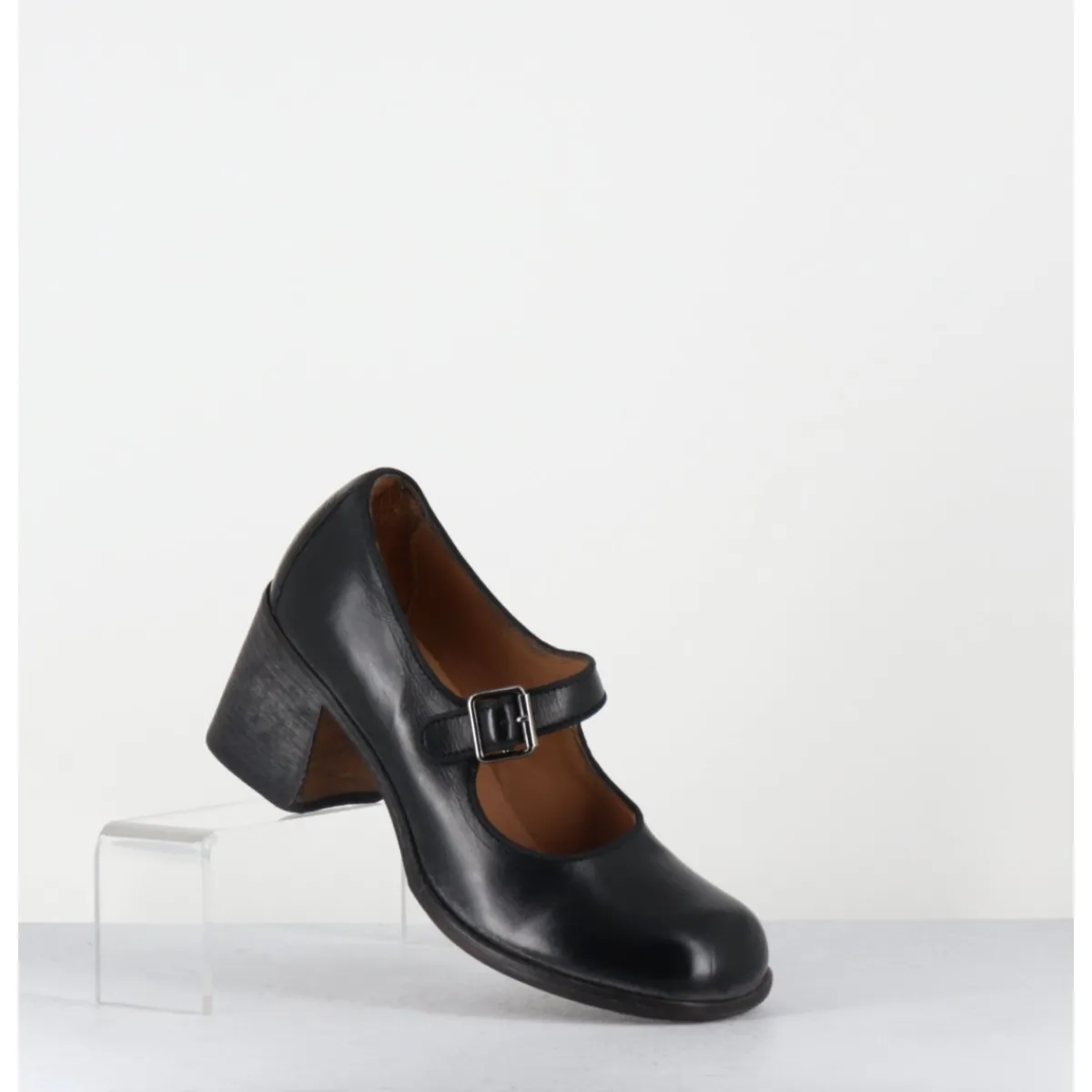 Hot MOMA Babies à talon en cuir - 47403 CRIS NERO NOIR