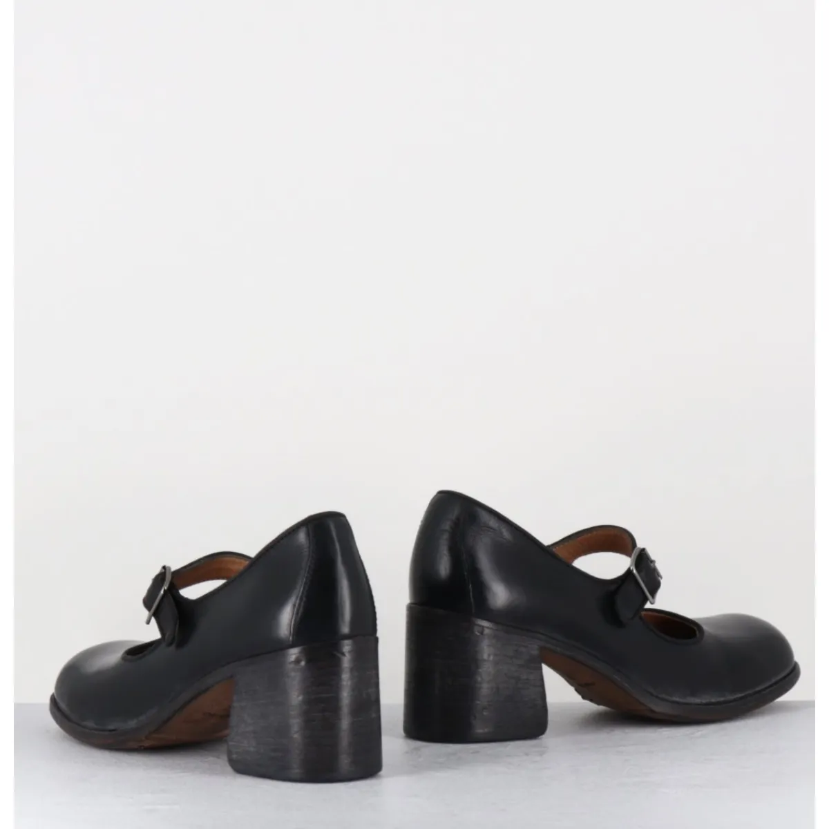 Hot MOMA Babies à talon en cuir - 47403 CRIS NERO NOIR