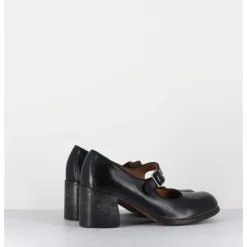 Hot MOMA Babies à talon en cuir - 47403 CRIS NERO NOIR