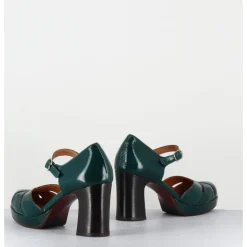 Sale CHIE MIHARA Babies à talon en cuir vernis ajouré - DEMIN SUCRE FOREST VERT