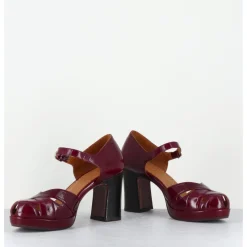 Online CHIE MIHARA Babies à talon en cuir vernis x ajouré - DEMIN SUCRE GRANATE BORDEAU