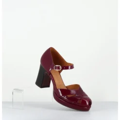 Online CHIE MIHARA Babies à talon en cuir vernis x ajouré - DEMIN SUCRE GRANATE BORDEAU