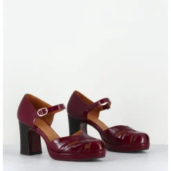 Online CHIE MIHARA Babies à talon en cuir vernis x ajouré - DEMIN SUCRE GRANATE BORDEAU