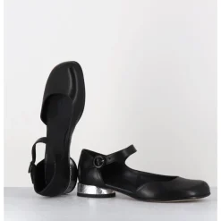 Hot GARRICE LAB Babies asymétrique en cuir petit talon argent - MANI2 FULAR NERO NOIR