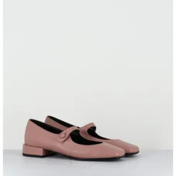 Outlet TO&CO Babies en cuir souple poudré à bout carré - JANE NATURAL COWHIDE ROSE