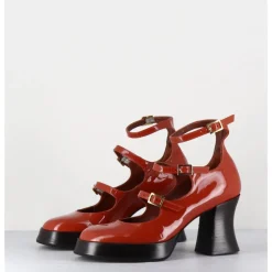 GARRICE LAB Babies multi-brides à plateforme en cuir vernis - GALAN VERNICE RUST BRIQUE