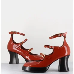 GARRICE LAB Babies multi-brides à plateforme en cuir vernis - GALAN VERNICE RUST BRIQUE