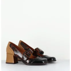 CHIE MIHARA Babies petit talon cuir effet vernis léopard multi - MEYKO MASERATI NEGRO