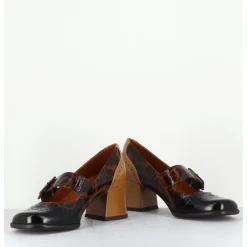 CHIE MIHARA Babies petit talon cuir effet vernis léopard multi - MEYKO MASERATI NEGRO