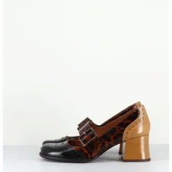 CHIE MIHARA Babies petit talon cuir effet vernis léopard multi - MEYKO MASERATI NEGRO