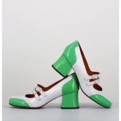 Online CHIE MIHARA Babies petit talon look vintage vernis blanc & vert - MAIME44 FERRARI BLANCO