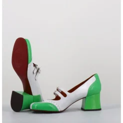 Online CHIE MIHARA Babies petit talon look vintage vernis blanc & vert - MAIME44 FERRARI BLANCO