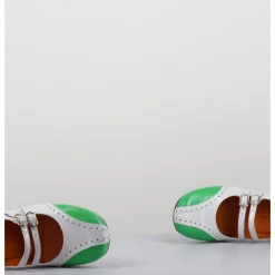 Online CHIE MIHARA Babies petit talon look vintage vernis blanc & vert - MAIME44 FERRARI BLANCO