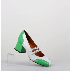 Online CHIE MIHARA Babies petit talon look vintage vernis blanc & vert - MAIME44 FERRARI BLANCO