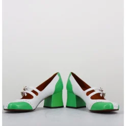 Online CHIE MIHARA Babies petit talon look vintage vernis blanc & vert - MAIME44 FERRARI BLANCO