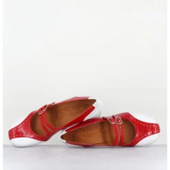 New CHIE MIHARA Babies petit talon look vintage vernis rouge & blanc - MAIME44 FERRARI CHERRY
