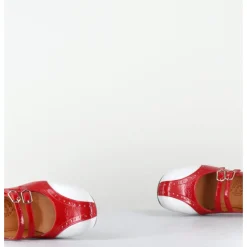 New CHIE MIHARA Babies petit talon look vintage vernis rouge & blanc - MAIME44 FERRARI CHERRY