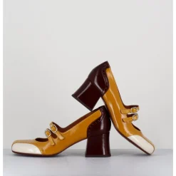 Sale CHIE MIHARA Babies petit talon look vintage vernis multi jaune - MAIME44 FERRARI SUN