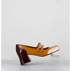 Sale CHIE MIHARA Babies petit talon look vintage vernis multi jaune - MAIME44 FERRARI SUN