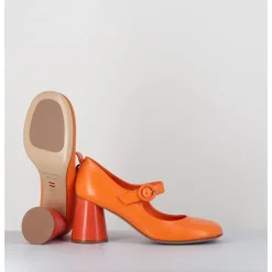 HALMANERA Babies rétro à talon en cuir - ACE22 GLAZE ALBICOCCA ORANGE